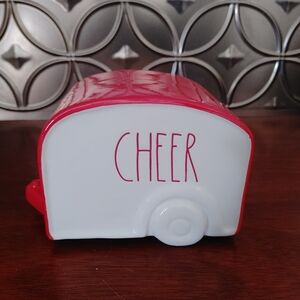 Red and White Cheer Ceramic Container